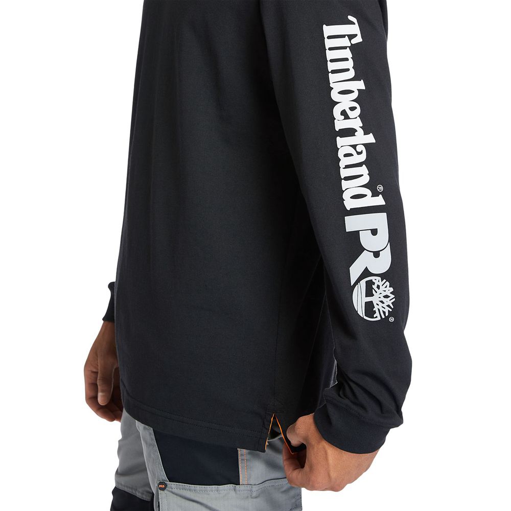 Camisetas Timberland Hombre Pro® Logo Manga Base Plate Wicking Negras - Chile HVL-680375